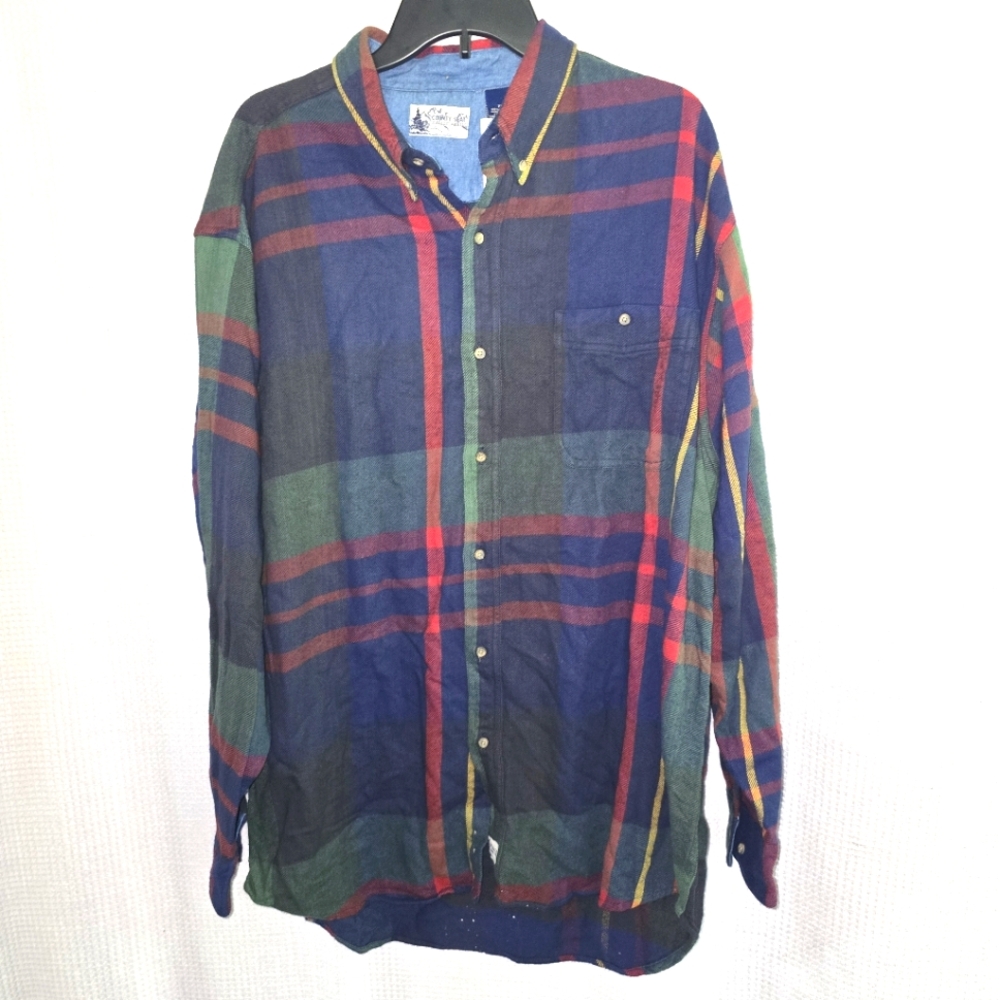 VINTAGE Country Seat Rugged Flannels NWT Multicolor Plaid Button-Up Shirt Sz XL